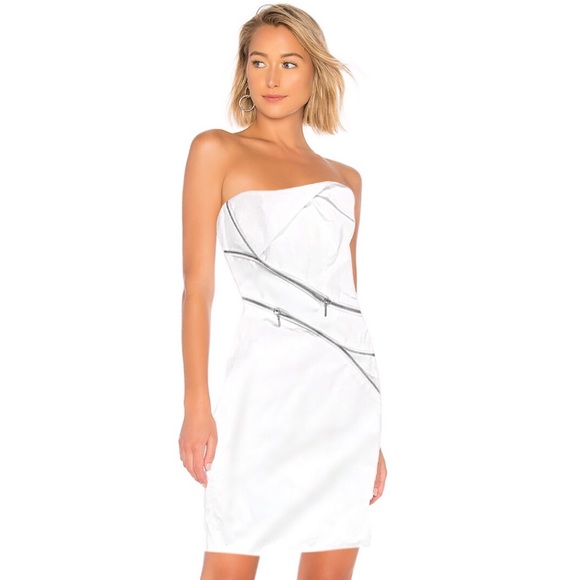 bebe Dresses & Skirts - BeBe White Zipper Herringbone Strapless dress